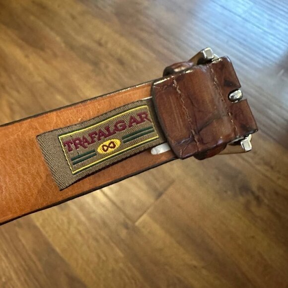 Mens Trafalgar leather croc embossed belt - Picture 3 of 6